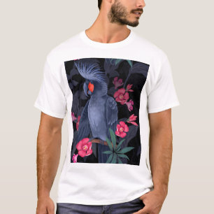 エキゾチックフローラブラックオウム:熱帯自然 Tシャツ