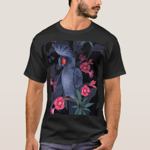 エキゾチックフローラブラックオウム:熱帯自然 Tシャツ