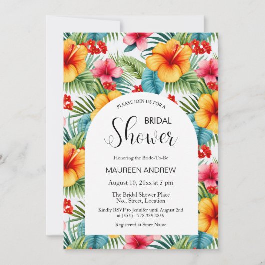 エキゾチックフローラ熱帯離れブライダルシャワー 招待状 (正面)