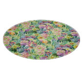 エキゾチックブルーミング水彩サボテン模様 カッティングボード (角)