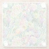 エキゾチックブルーミング水彩サボテン模様 ガラスコースター (裏面)