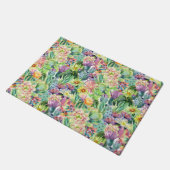 エキゾチックブルーミング水彩サボテン模様 ドアマット (アングル)