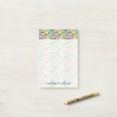 エキゾチックブルーミング水彩サボテン模様 ポストイット (デスク上)