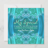 エキゾチックブルーミントガールズブドワールパーティの招待状 招待状 (正面)