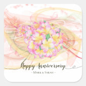 エキゾチックプルメリアフラワー抽象芸術アート書道 スクエアシール (正面)