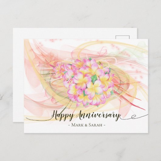 エキゾチックプルメリアフラワー抽象芸術アート書道 ポストカード (正面/裏面)