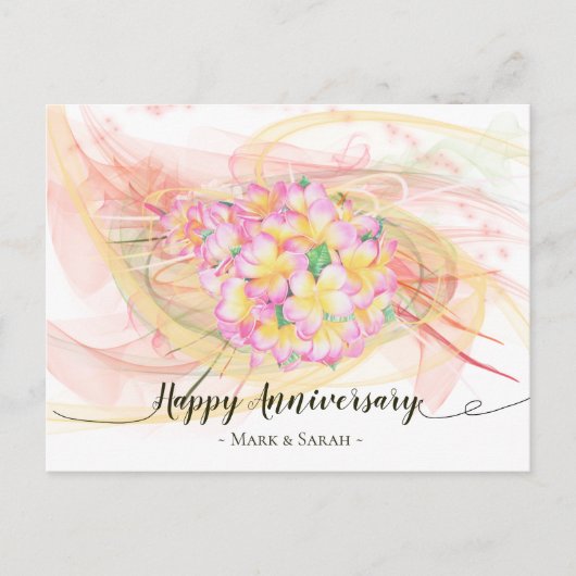 エキゾチックプルメリアフラワー抽象芸術アート書道 ポストカード (正面)