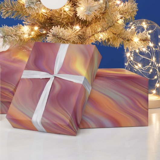 エキゾチックプルメリア波状テクスチャ ラッピングペーパー (クリスマス)
