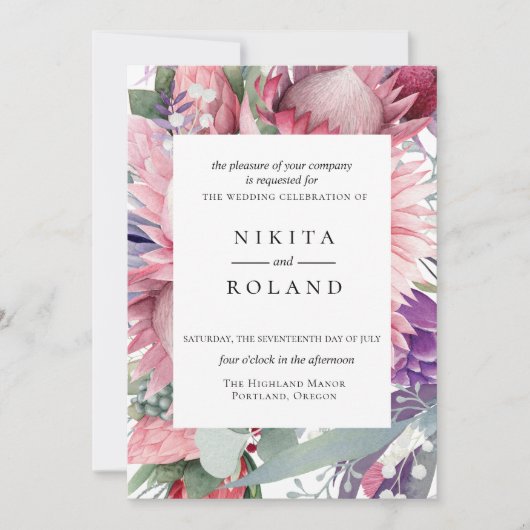 エキゾチックプロテアフローラ結婚式招待状 招待状 (正面)