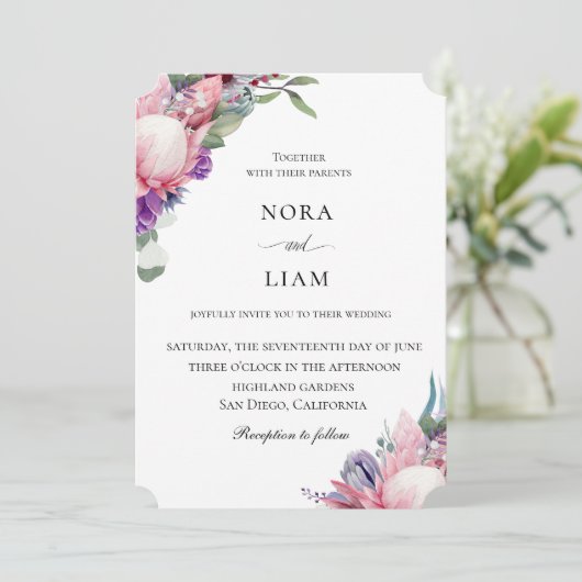 エキゾチックプロテアフローラ結婚式招待状 招待状 (スタンド正面)