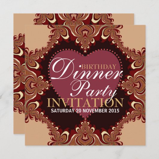 エキゾチックボヘミアン誕生日ディナーパーティの招待状 招待状 (正面/裏面)