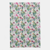 エキゾチックボホ水彩サボテン&サククレントパターン キッチンタオル (縦)