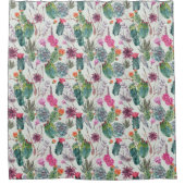 エキゾチックボホ水彩サボテン&サククレントパターン シャワーカーテン (正面)