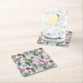 エキゾチックボホ水彩サボテン&サククレントパターン スクエアペーパーコースター (インサイチュ)