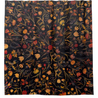 エキゾチックミッドナイトフローラガーデン シャワーカーテン