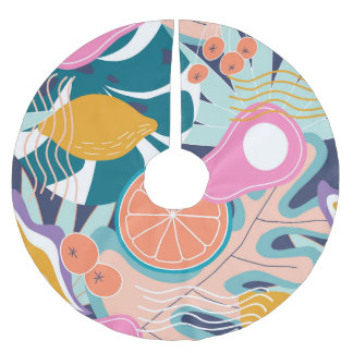 エキゾチックモダンなジャングルコラージュ。 ブラッシュドポリエステルツリースカート