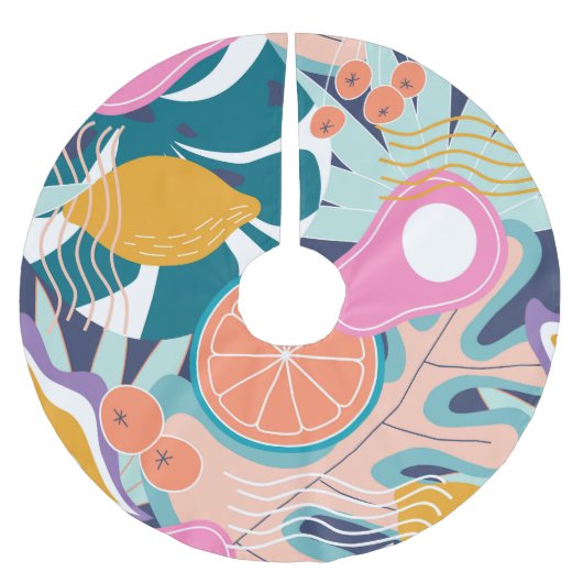 エキゾチックモダンなジャングルコラージュ。 ブラッシュドポリエステルツリースカート (正面)