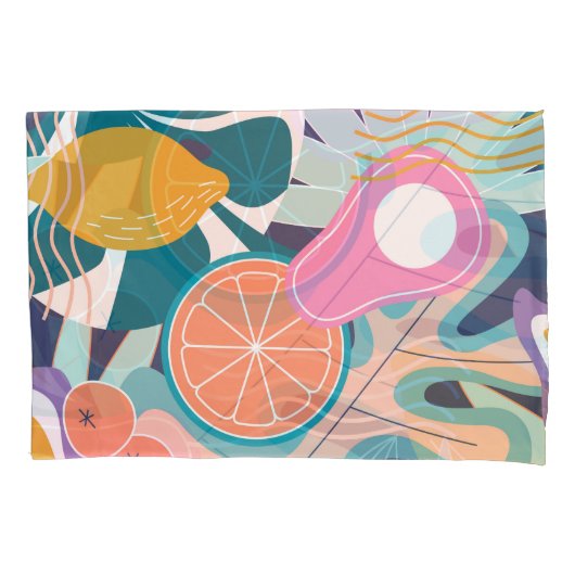 エキゾチックモダンなジャングルコラージュ。 枕カバー (正面)