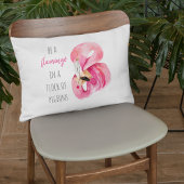 エキゾチックモダンなピンクの水の色のフラミンゴと引用文 アクセントクッション