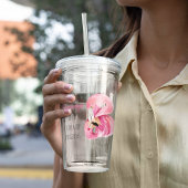 エキゾチックモダンなピンクの水の色のフラミンゴと引用文 アクリルタンブラー