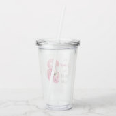 エキゾチックモダンなピンクの水の色のフラミンゴと引用文 アクリルタンブラー (裏面)