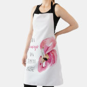 エキゾチックモダンなピンクの水の色のフラミンゴと引用文 エプロン (インサイチュ)
