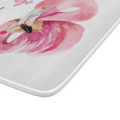 エキゾチックモダンなピンクの水の色のフラミンゴと引用文 カッティングボード (角)
