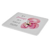 エキゾチックモダンなピンクの水の色のフラミンゴと引用文 カッティングボード (角)