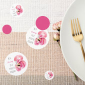 エキゾチックモダンなピンクの水の色のフラミンゴと引用文 コンフェッティ