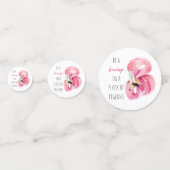 エキゾチックモダンなピンクの水の色のフラミンゴと引用文 コンフェッティ (正面)