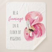 エキゾチックモダンなピンクの水の色のフラミンゴと引用文 シェルパブランケット (正面)