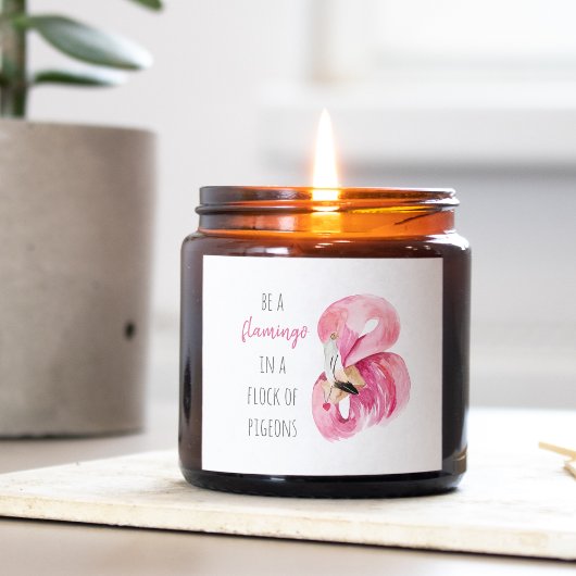 エキゾチックモダンなピンクの水の色のフラミンゴと引用文 スクエアシール