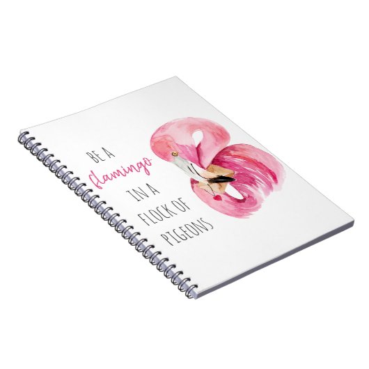 エキゾチックモダンなピンクの水の色のフラミンゴと引用文 ノートブック (右側)