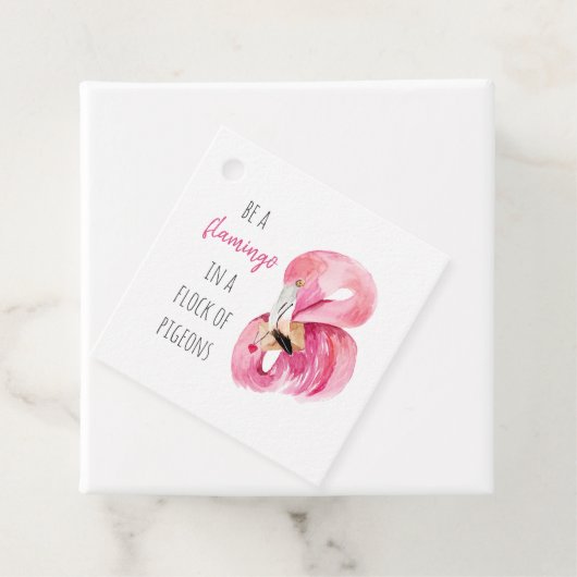 エキゾチックモダンなピンクの水の色のフラミンゴと引用文 フェイバータグ (インサイチュ)