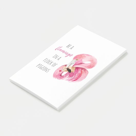 エキゾチックモダンなピンクの水の色のフラミンゴと引用文 ポストイット (アングル)