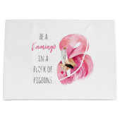 エキゾチックモダンなピンクの水の色のフラミンゴと引用文 ラージペーパーバッグ (正面)