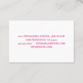 エキゾチックモダンなピンクの水の色のフラミンゴと引用文 名刺 (裏面)