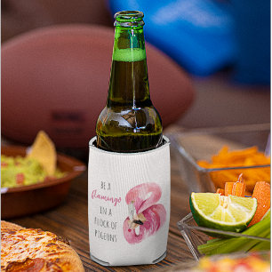 エキゾチックモダンなピンクの水の色のフラミンゴと引用文 缶クーラー