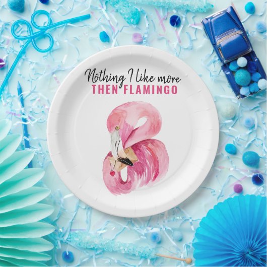 エキゾチックモダンなピンクの水の色フラミンゴギフト ペーパープレート (パーティー)