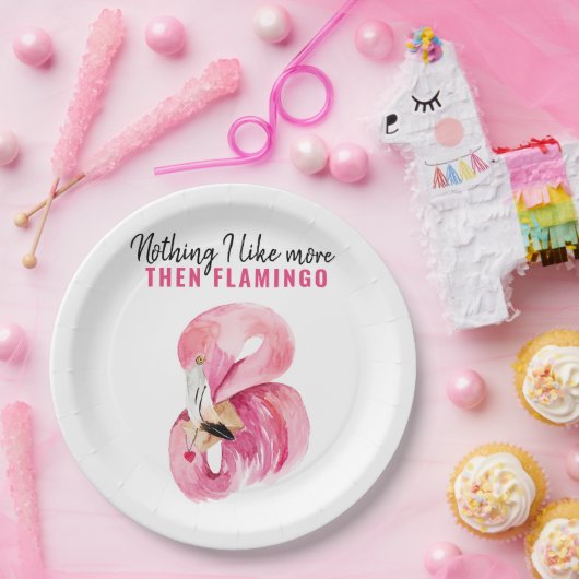 エキゾチックモダンなピンクの水の色フラミンゴギフト ペーパープレート (パーティー)