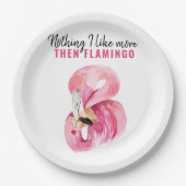 エキゾチックモダンなピンクの水の色フラミンゴギフト ペーパープレート (正面)