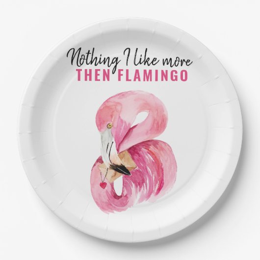 エキゾチックモダンなピンクの水の色フラミンゴギフト ペーパープレート (正面)