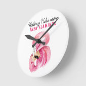 エキゾチックモダンなピンクの水の色フラミンゴギフト ラウンド壁時計 (傾斜)