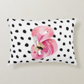 エキゾチックモダンなピンクの水の色フラミンゴ&ドット アクセントクッション (正面)