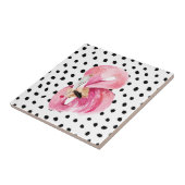 エキゾチックモダンなピンクの水の色フラミンゴ&ドット タイル (側面)