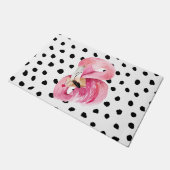 エキゾチックモダンなピンクの水の色フラミンゴ&ドット ドアマット (アングル)