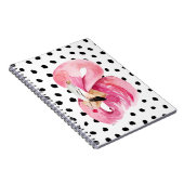 エキゾチックモダンなピンクの水の色フラミンゴ&ドット ノートブック (右側)