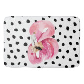 エキゾチックモダンなピンクの水の色フラミンゴ&ドット バスマット (正面)