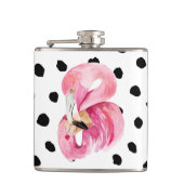 エキゾチックモダンなピンクの水の色フラミンゴ&ドット フラスク (正面)