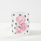 エキゾチックモダンなピンクの水の色フラミンゴ&ドット フロストグラスマグカップ (中央)